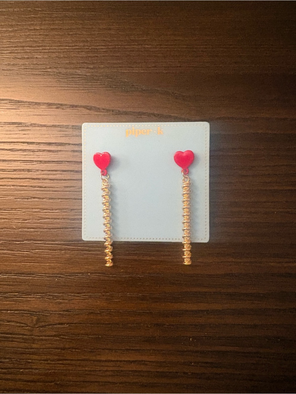 NEW Piper K Red Heart Drop Earrings